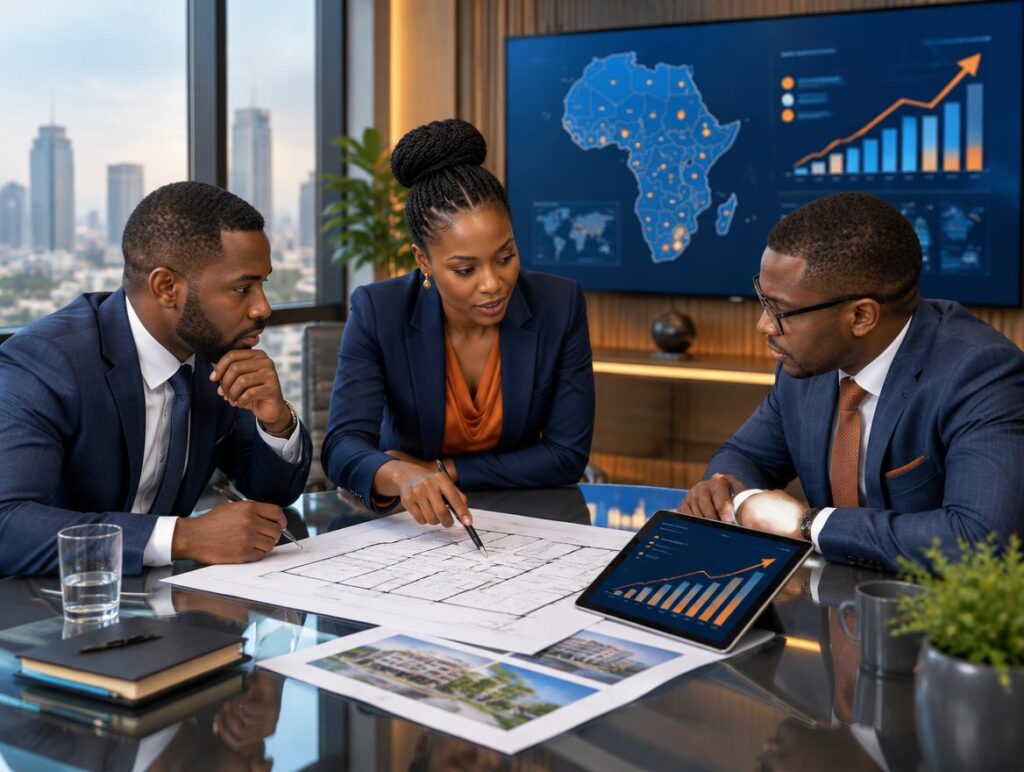 Strategy session reviewing floor plans and growth charts